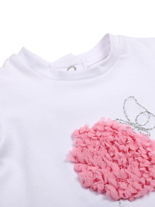 Girls White Short Sleeve Knitted T- Shirt image number 2